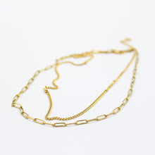 Lade das Bild in den Galerie-Viewer, Halskette Edelstahl vergoldet 2-reihig