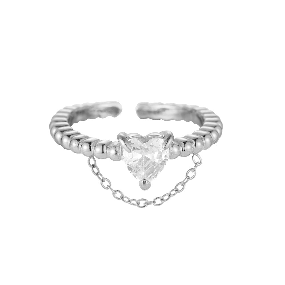 Chain Heart Ring Silver