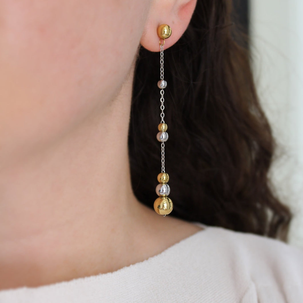 Long Drop Earrings Bicolor