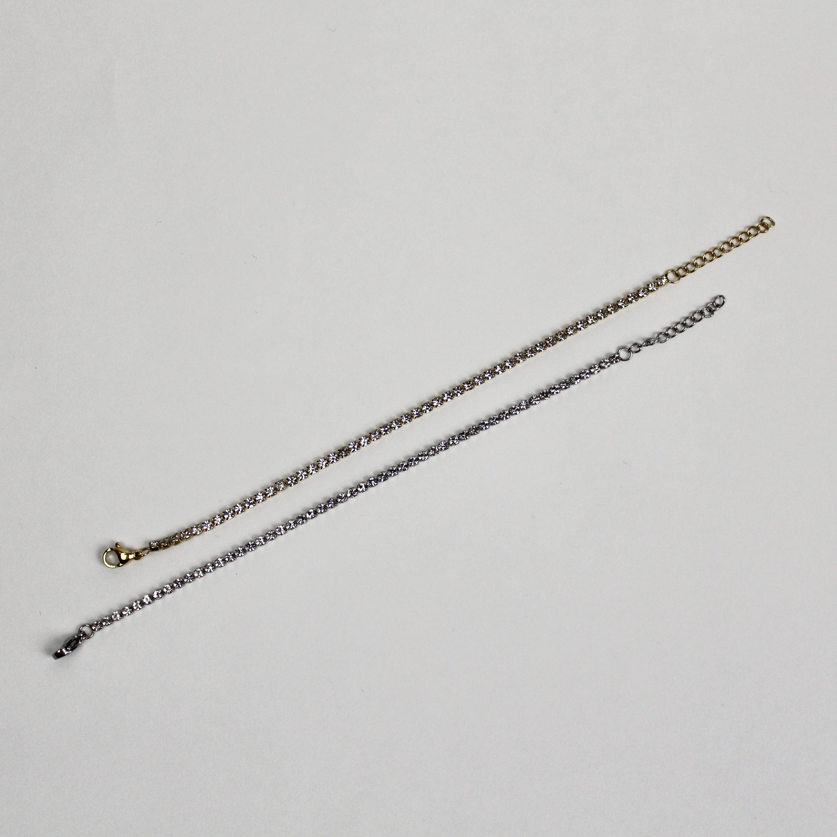 Armband Edelstahl mit Steinen besetzt 14 K vergoldet - Gold - Silber